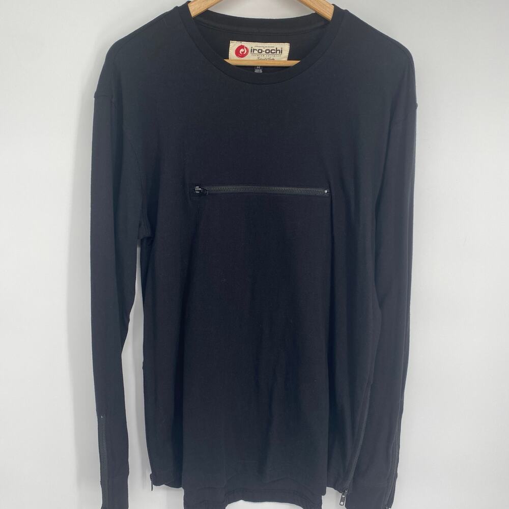 Iro-Ochi Top Men’s Medium Black Zipper Details Streetwear Cotton Grunge Goth